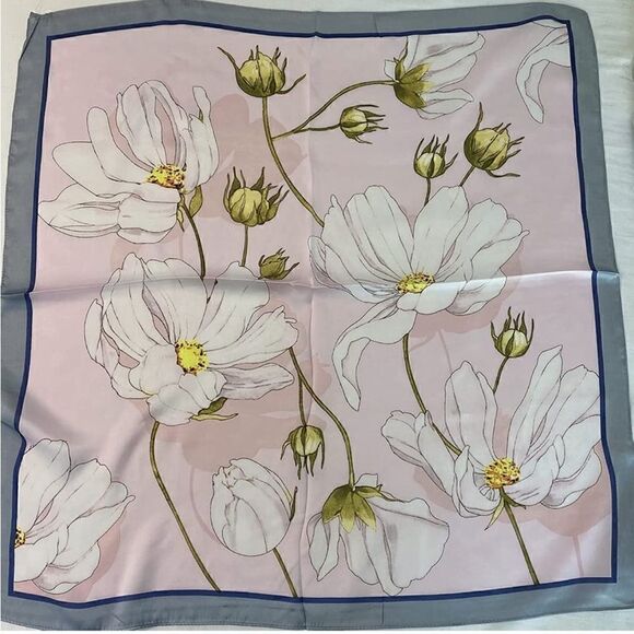 Pastel Floral Silky Scarf  main image 4